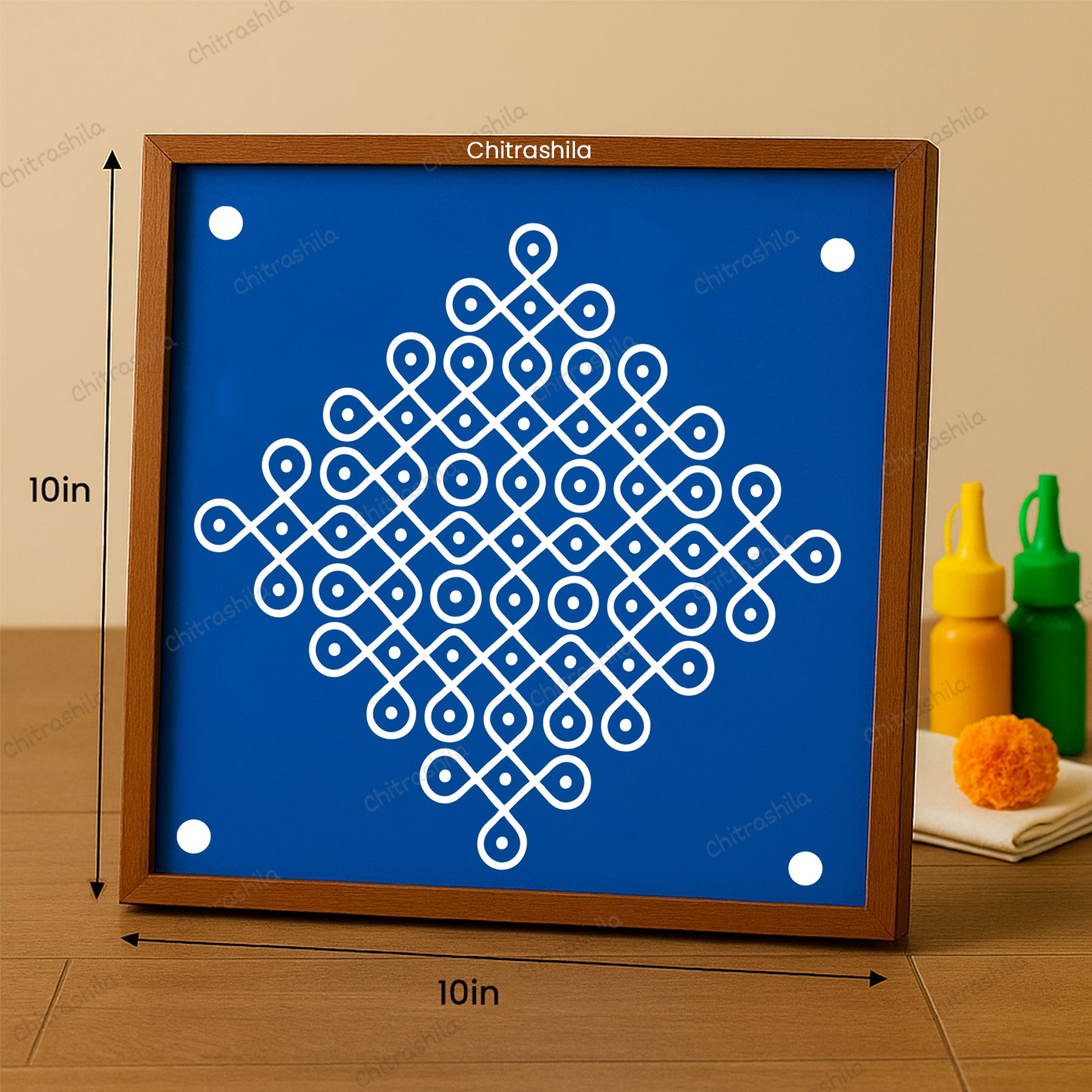 Kolam Dot Wooden Rangoli Stencil 10x10 Inches (WS-62)