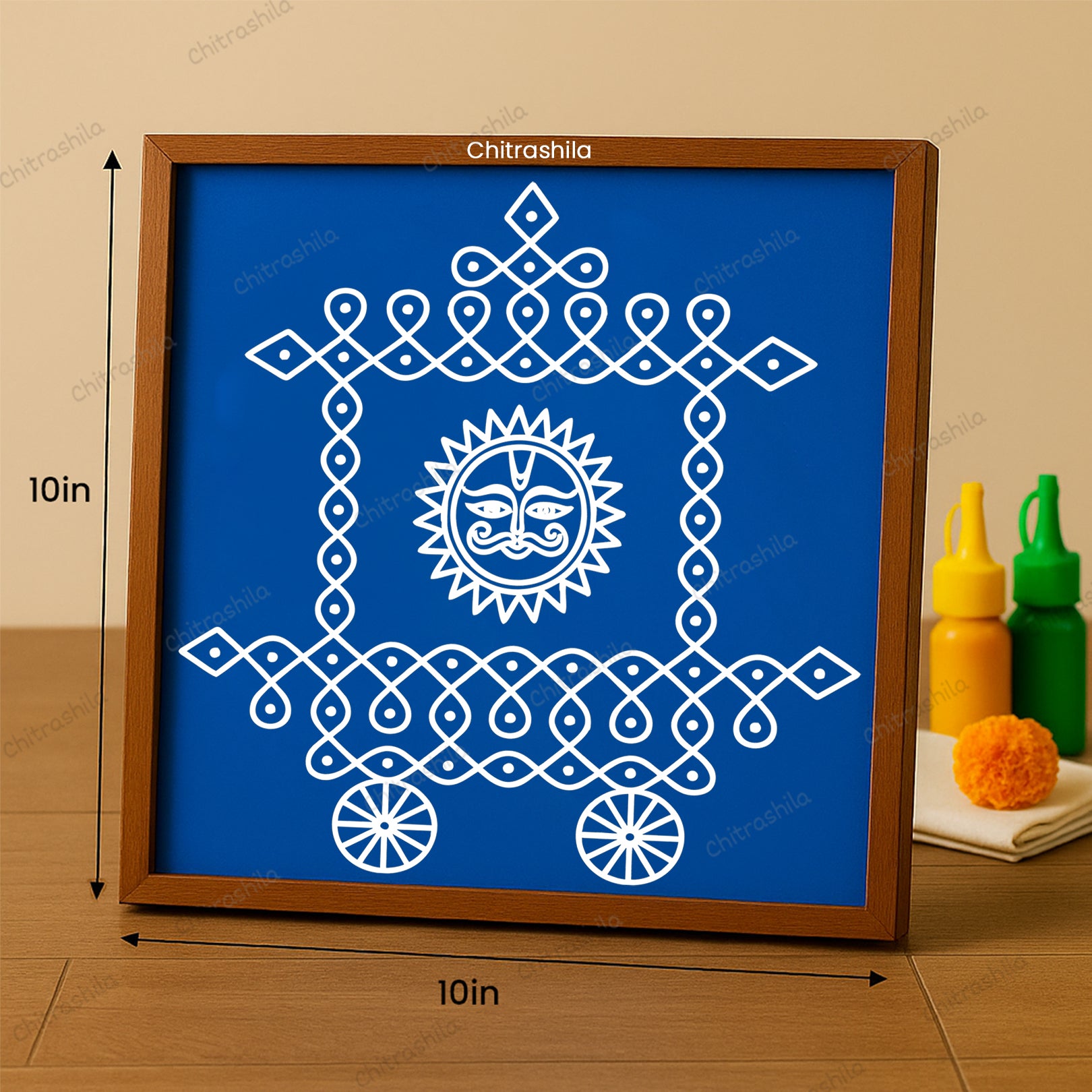 Ratham Kolam Wooden Rangoli Stencil 10x10 Inches (WS-84)