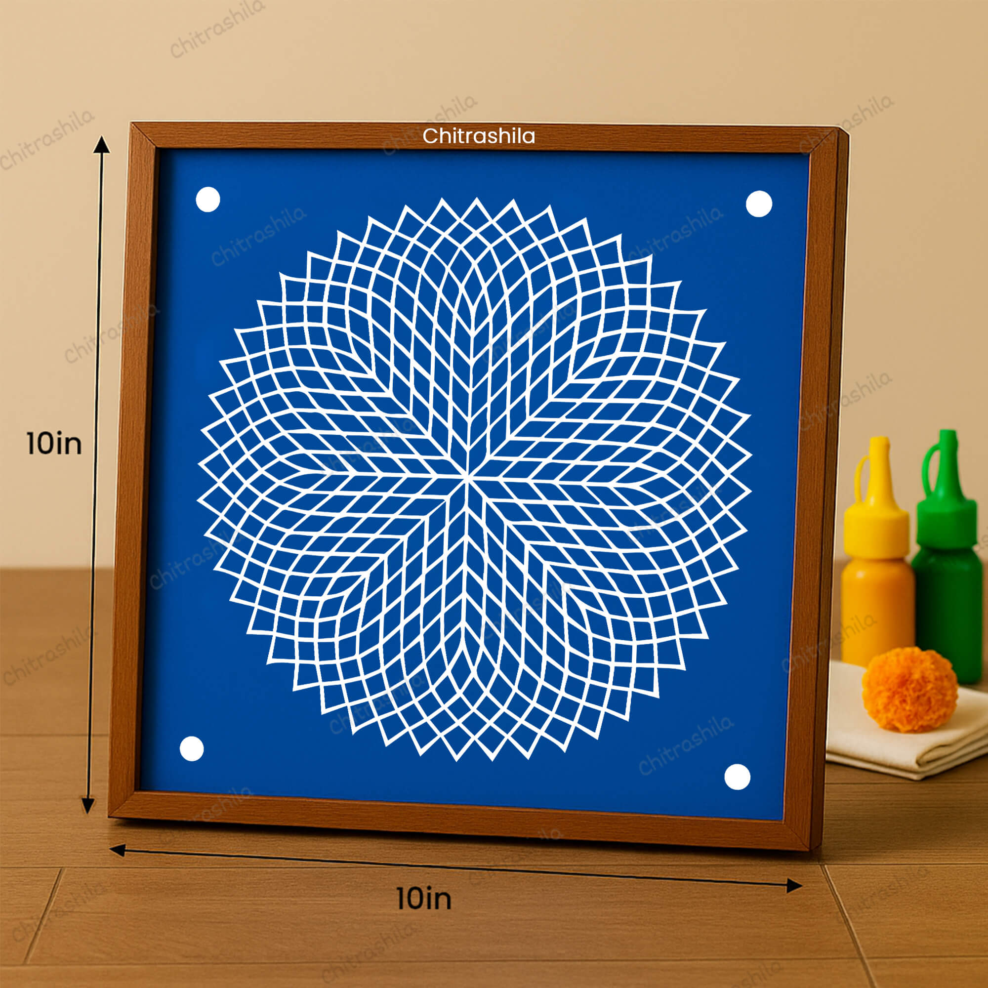 CHITRASHILA® Sahasradala Padma Wooden Rangoli Stencil 10x10 Inches (WS-02)
