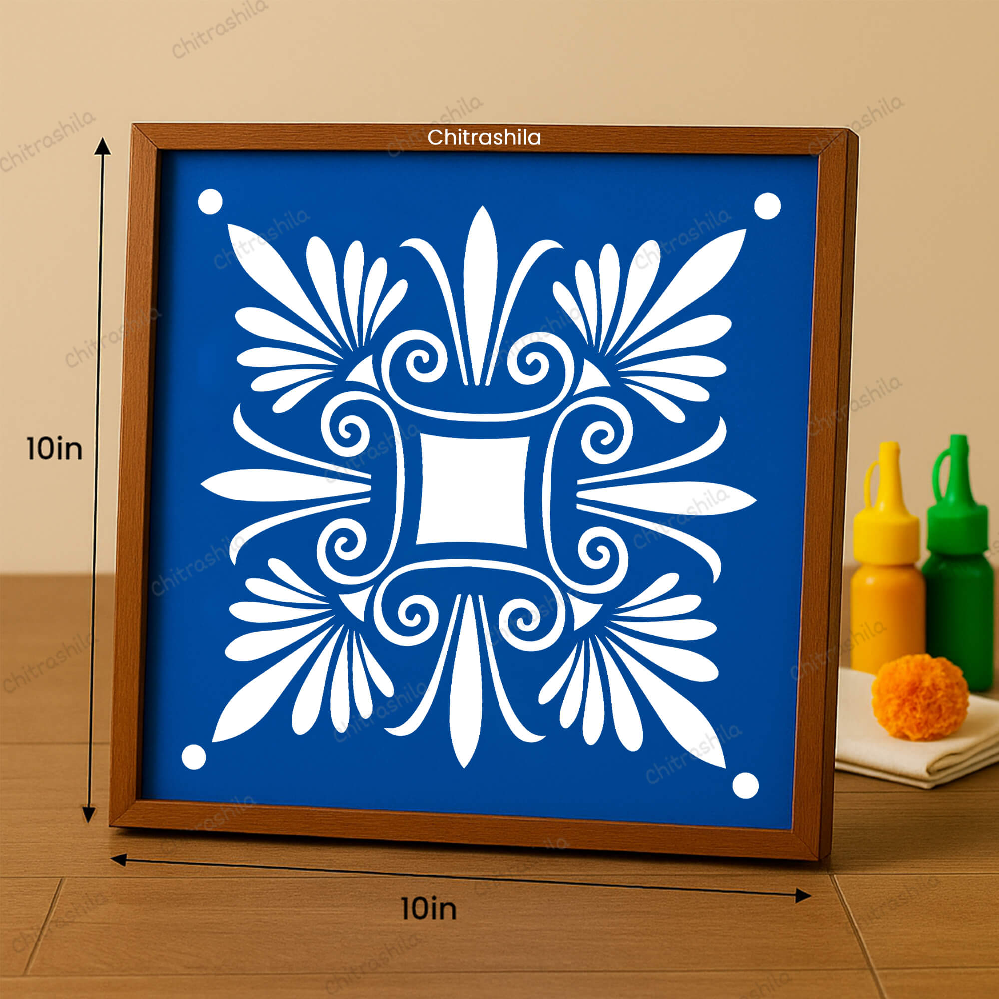 CHITRASHILA® Sanskarbharti Square Rangoli Stencil 10x10 Inches (WS‑16)