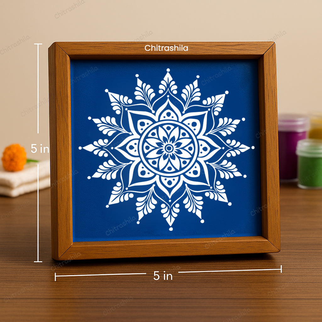 CHITRASHILA® Traditional Wooden Rangoli Stencil 5x5 Inches (WA-21)