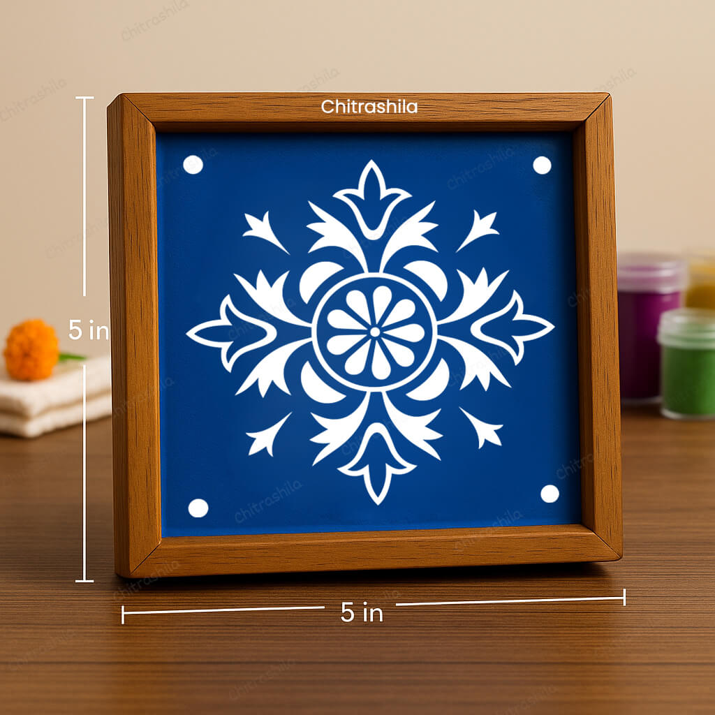 CHITRASHILA® Contemporary Small Print Rangoli Stencil – 5x5 Inches (WA‑29)