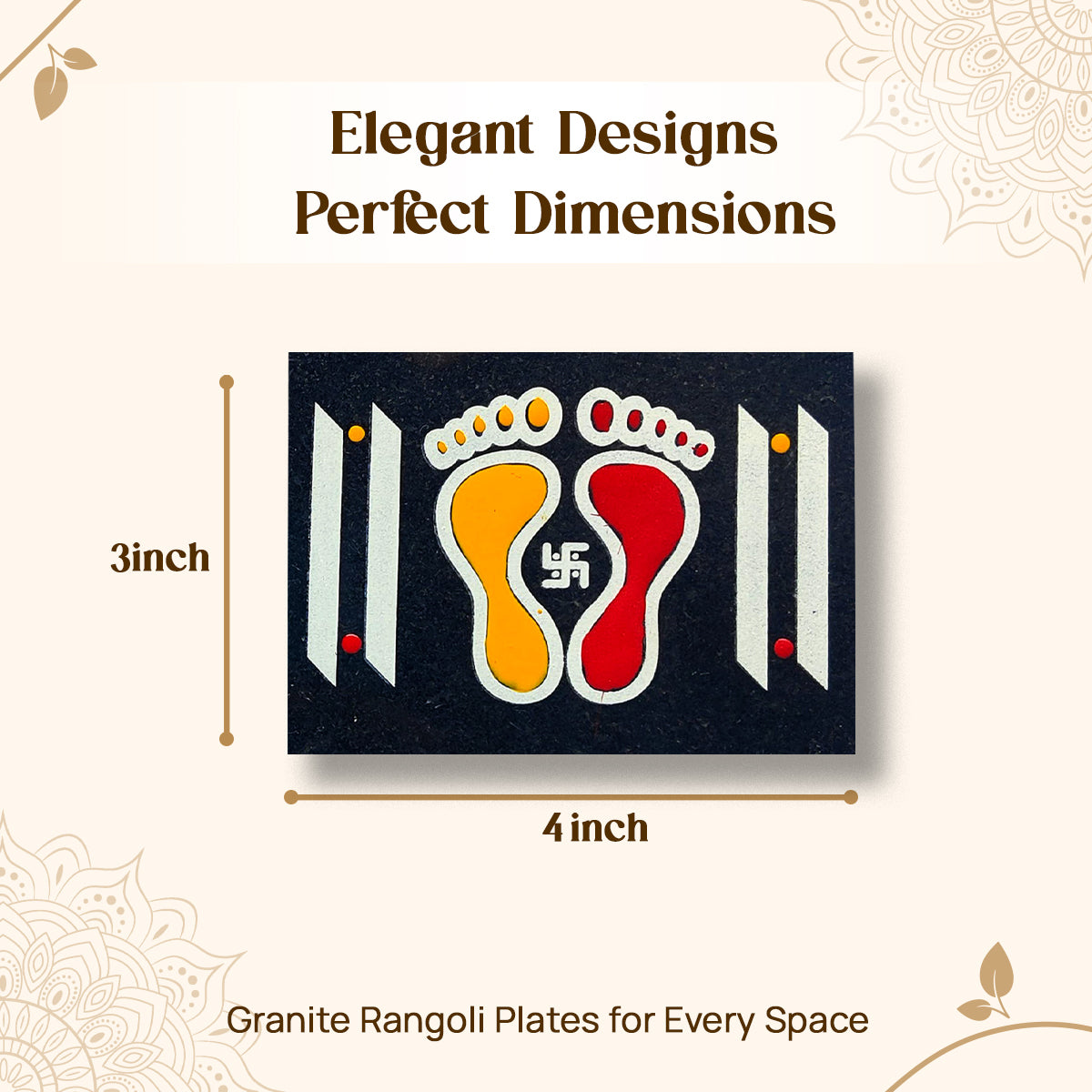 Chitrashila Laxmi Charan Paduka/ Paule/Rangoli for Door Entrance - Granite Printed (4*3 inch)