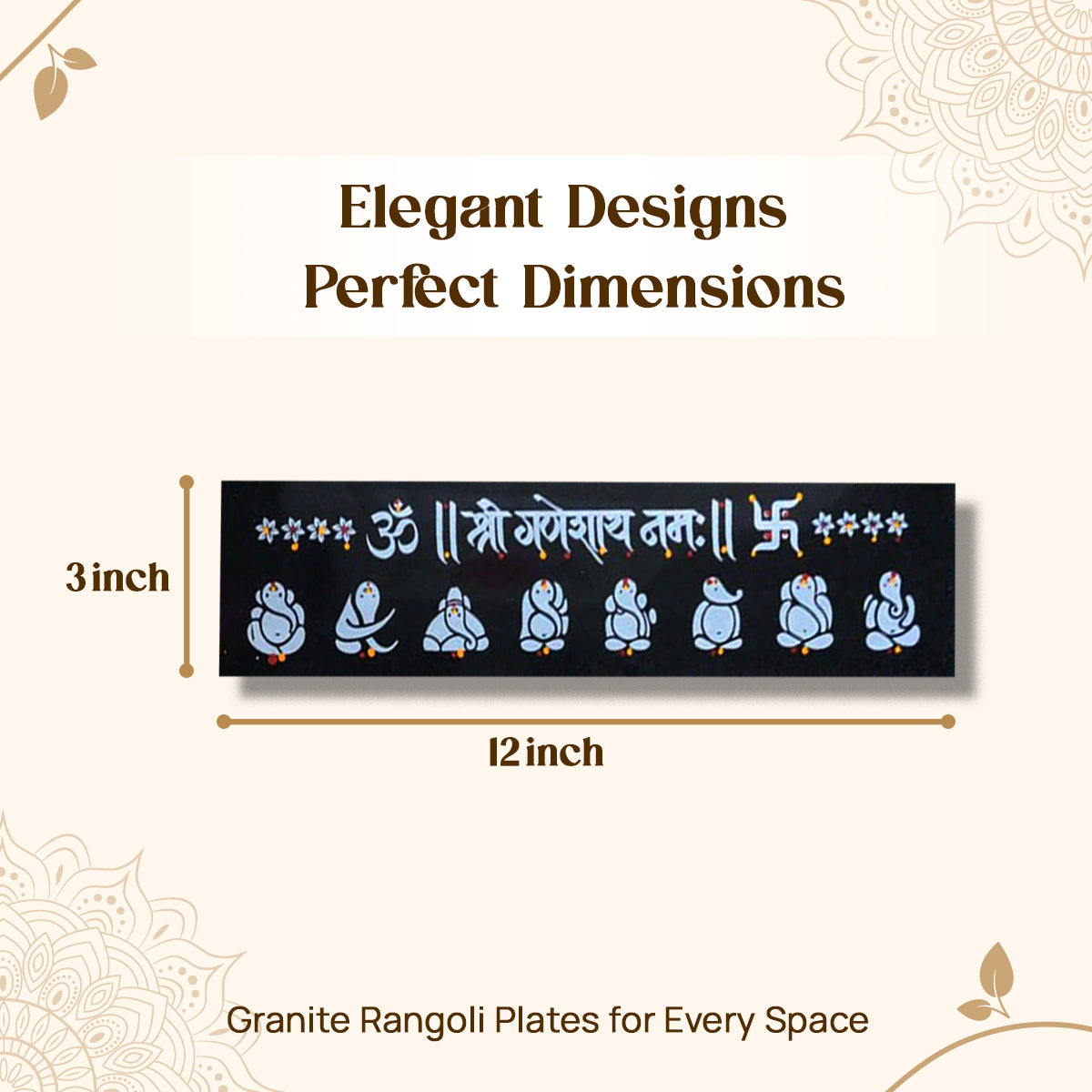 CHITRASHILA® Shree Ganeshay Namah Ashtavinayak Granite Printed Rangoli (12*3 Inches)