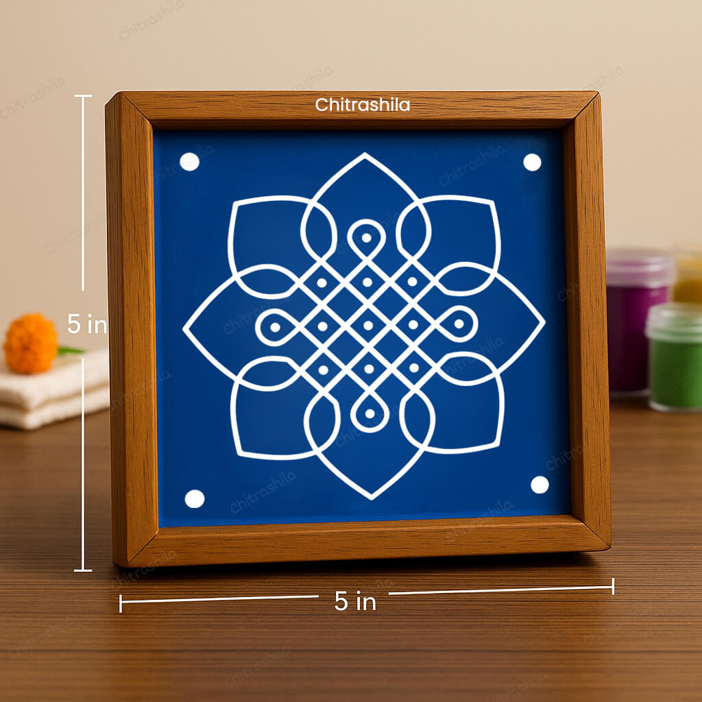 CHITRASHILA® Kolam Floral Rangoli Stencil – 5x5 Inches (WA-41)