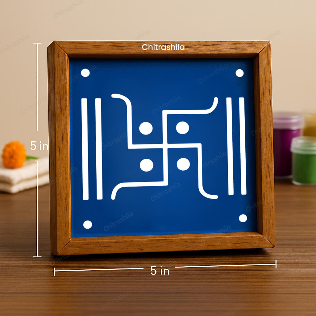 CHITRASHILA® Swastik with Dvidaṇḍa Design Rangoli Stencil – 5x5 Inches (WA-28)