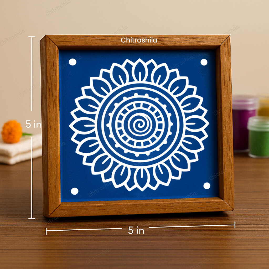 CHITRASHILA® Spiral Leaf Pattern Rangoli Stencil – 5x5 Inches (WA-26)