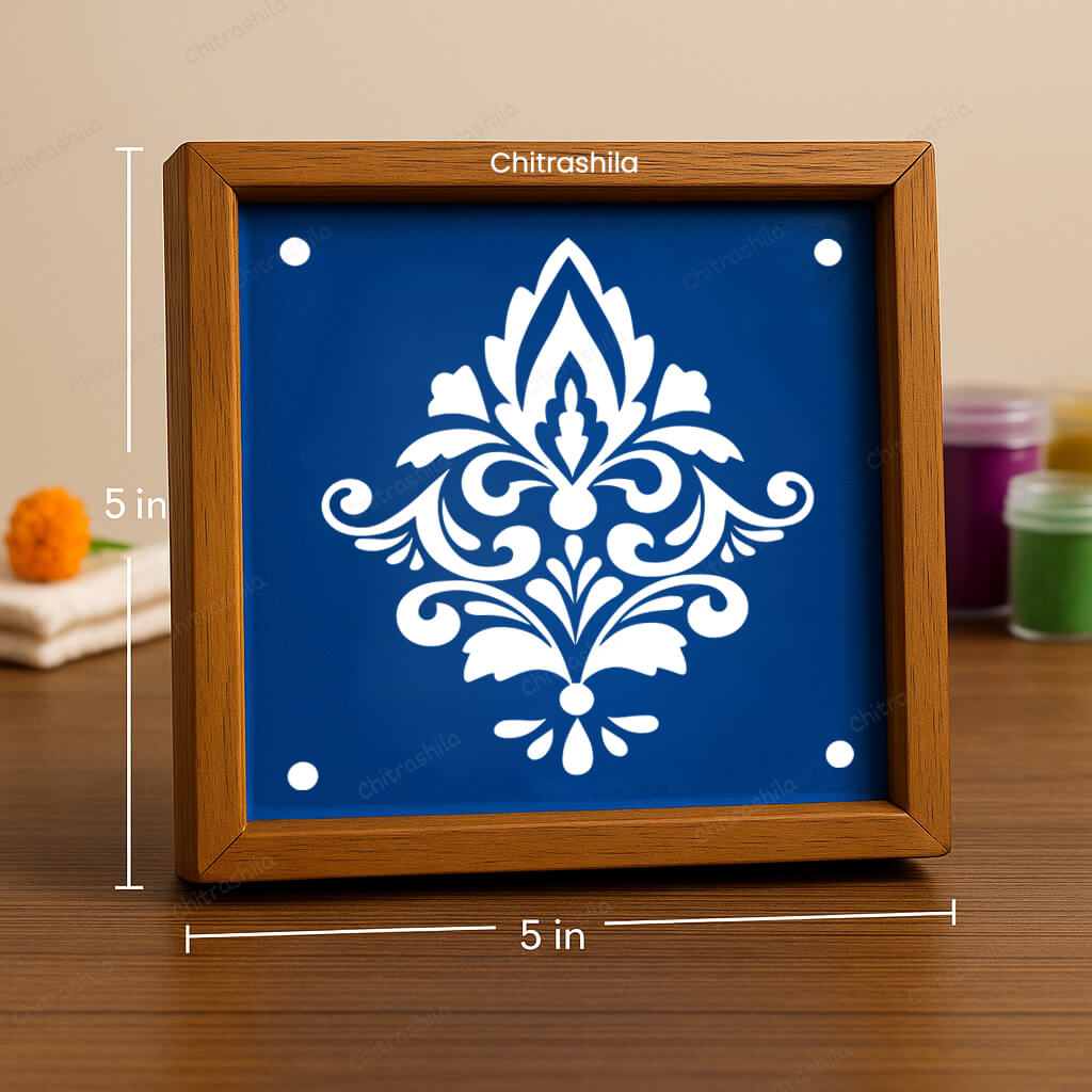 CHITRASHILA® Modern Print Rangoli Stencil – 5x5 Inches (WA‑33)