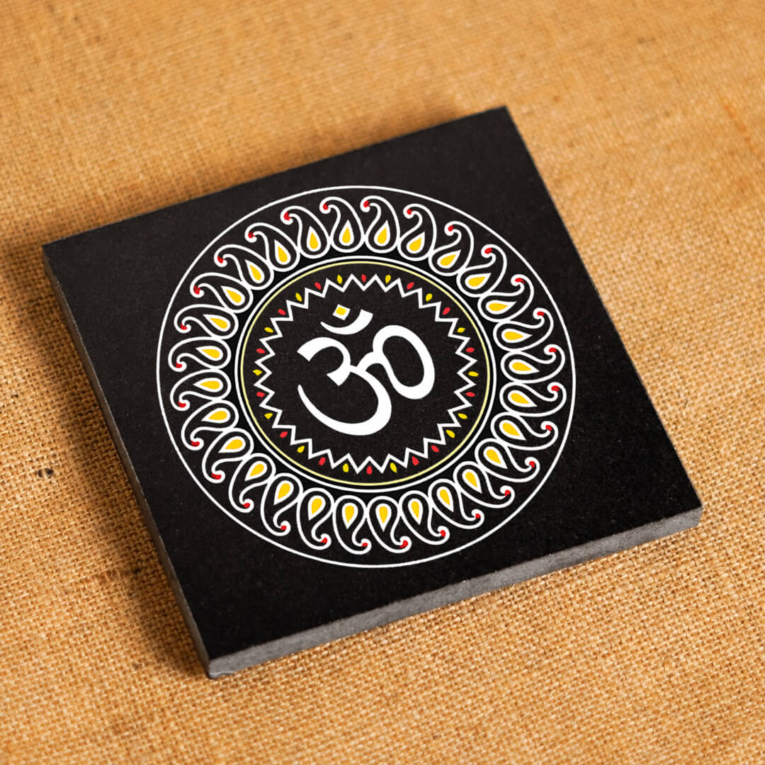 Om Jyoti Granite Printed Rangoli | Permanent Rangoli Tile 6×6 Inch (R-09)