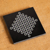Om Mandala Kolam Granite Printed Rangoli | Permanent Rangoli Tile 6×6 Inch (R-06)