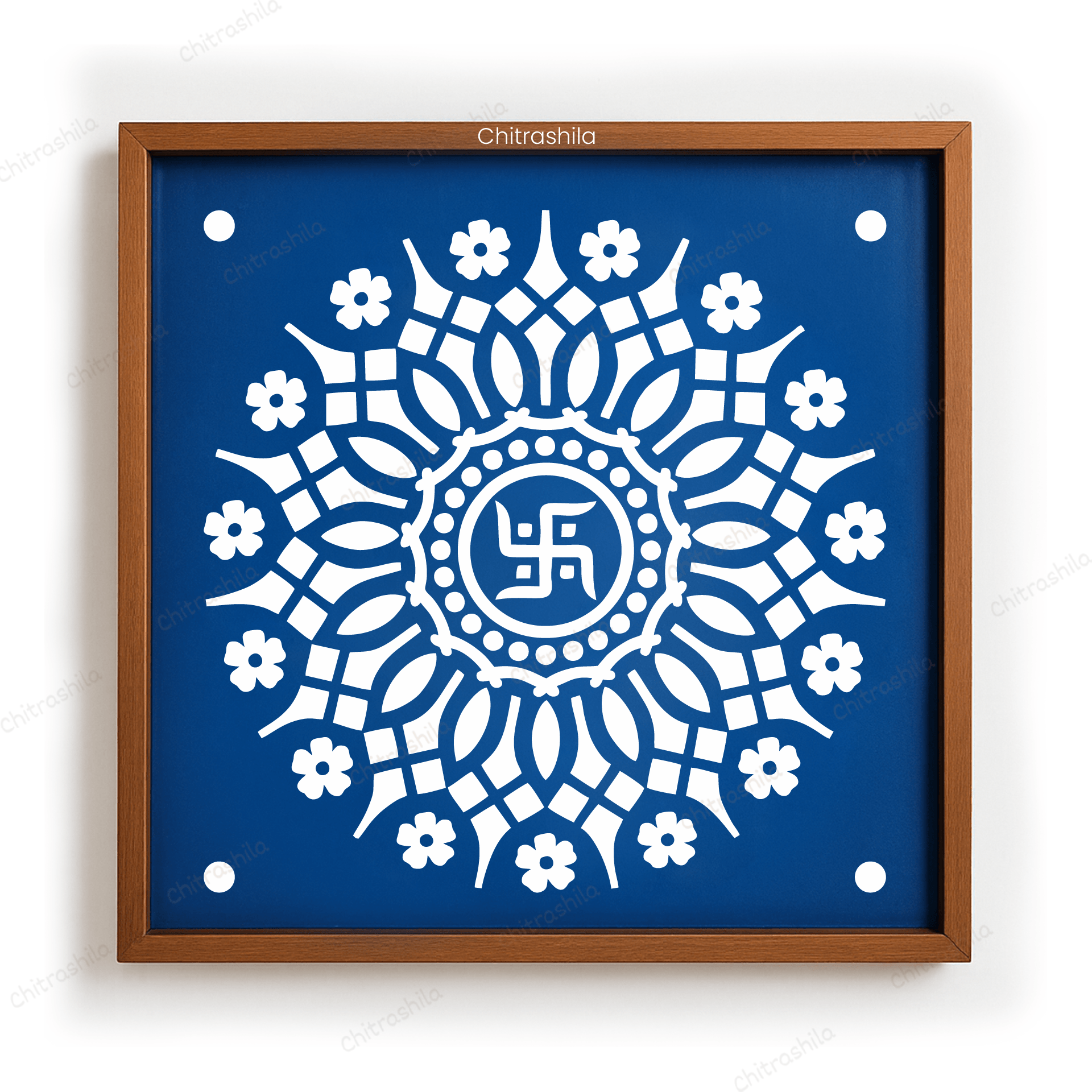 CHITRASHILA® Shubh Swastik Wooden Rangoli Stencil | Reusable Rangoli Stencil 10×10 Inch (WS-41)