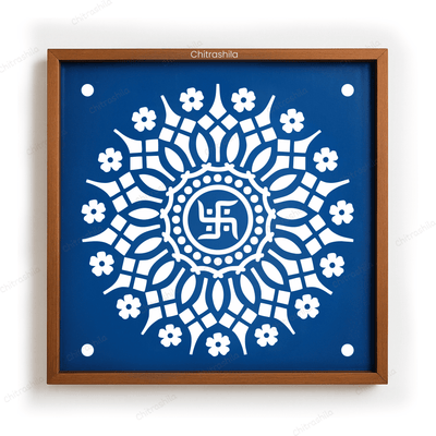 CHITRASHILA® Shubh Swastik Wooden Rangoli Stencil | Reusable Rangoli Stencil 10×10 Inch (WS-41)