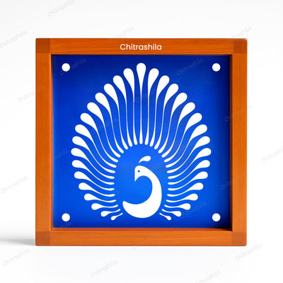 CHITRASHILA® Simple Peacock Motif Rangoli Stencil – 5x5 Inches (WA‑35)