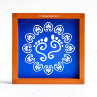 CHITRASHILA® Lakshmi charan paduka with Flower Design Wooden Rangoli Stencil 5x5 inches (WA-03)
