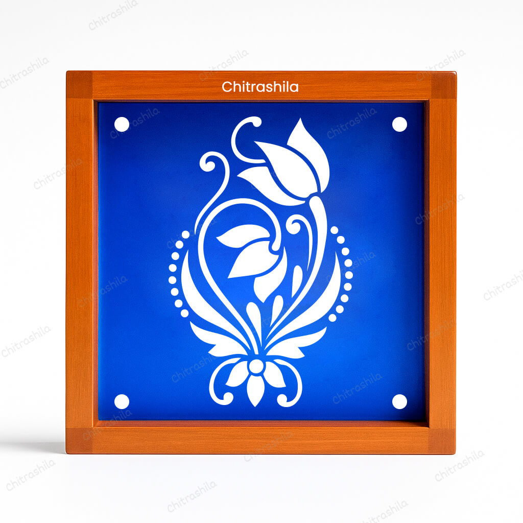 CHITRASHILA® Modern Delicate Floral Rangoli Stencil – 5x5 Inches (WA‑37)