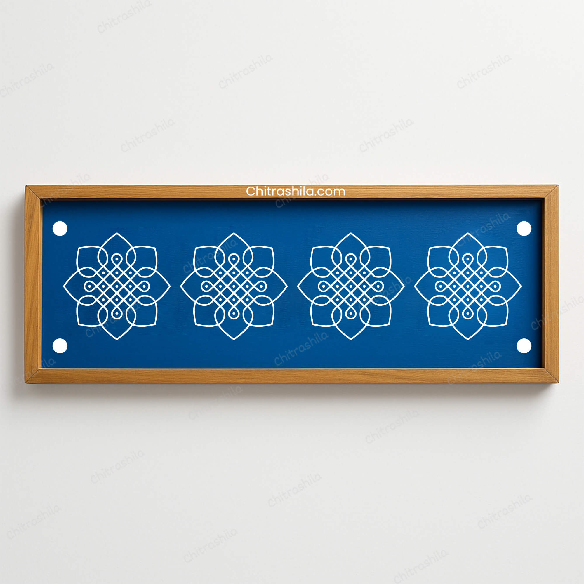 CHITRASHILA® Flower Kambi Kolam Border Wooden Rangoli Stencils 17x5 inches
