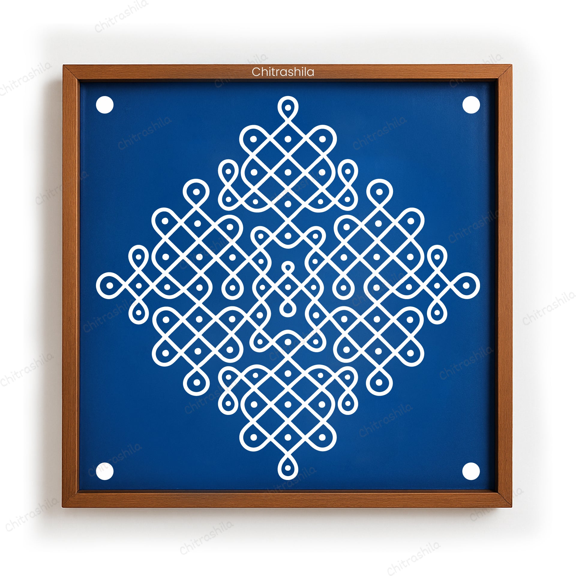 CHITRASHILA® Chatur Kolam Wooden Kolam Stencil | Reusable Rangoli Stencil 10×10 Inch (WS-59)