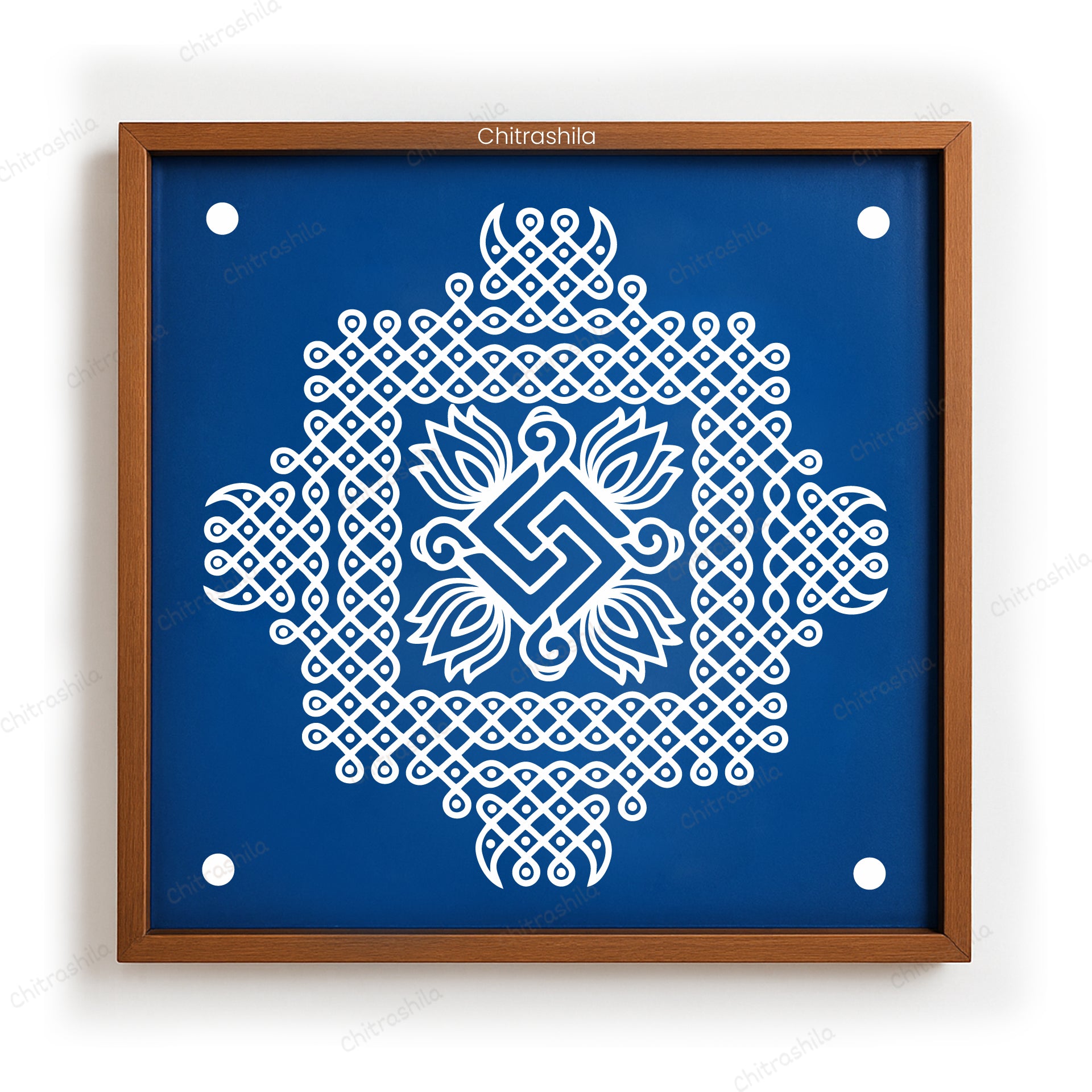 CHITRASHILA® Sacred Kolam Wooden Rangoli Stencil | Reusable Rangoli Stencil 10×10 Inch (WS-55)