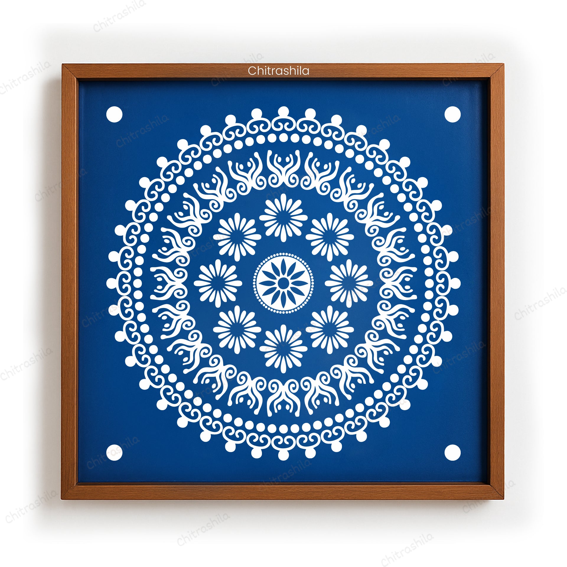 CHITRASHILA® Divine Mandala Wooden Rangoli Stencil | Reusable Rangoli Stencil 10×10 Inch (WS-48)