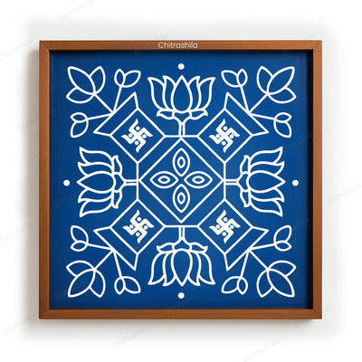 CHITRASHILA® Lotus Swastik Wooden Kolam Stencil | Reusable Rangoli Stencil 10×10 Inch (WS-54)