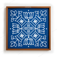 CHITRASHILA® Lotus Swastik Wooden Kolam Stencil | Reusable Rangoli Stencil 10×10 Inch (WS-54)