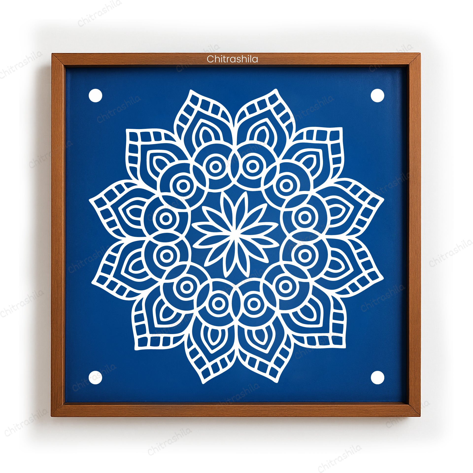CHITRASHILA® Lotus Mandala Wooden Kolam Stencil | Reusable Rangoli Stencil 10×10 Inch (WS-52)