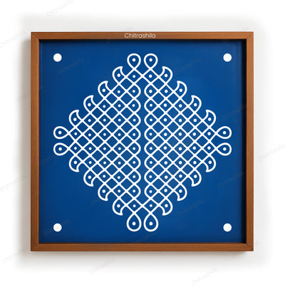 CHITRASHILA® Kolam Dots Diamond Wooden Rangoli Stencil | Reusable Rangoli Stencil 10×10 Inch (WS-53)