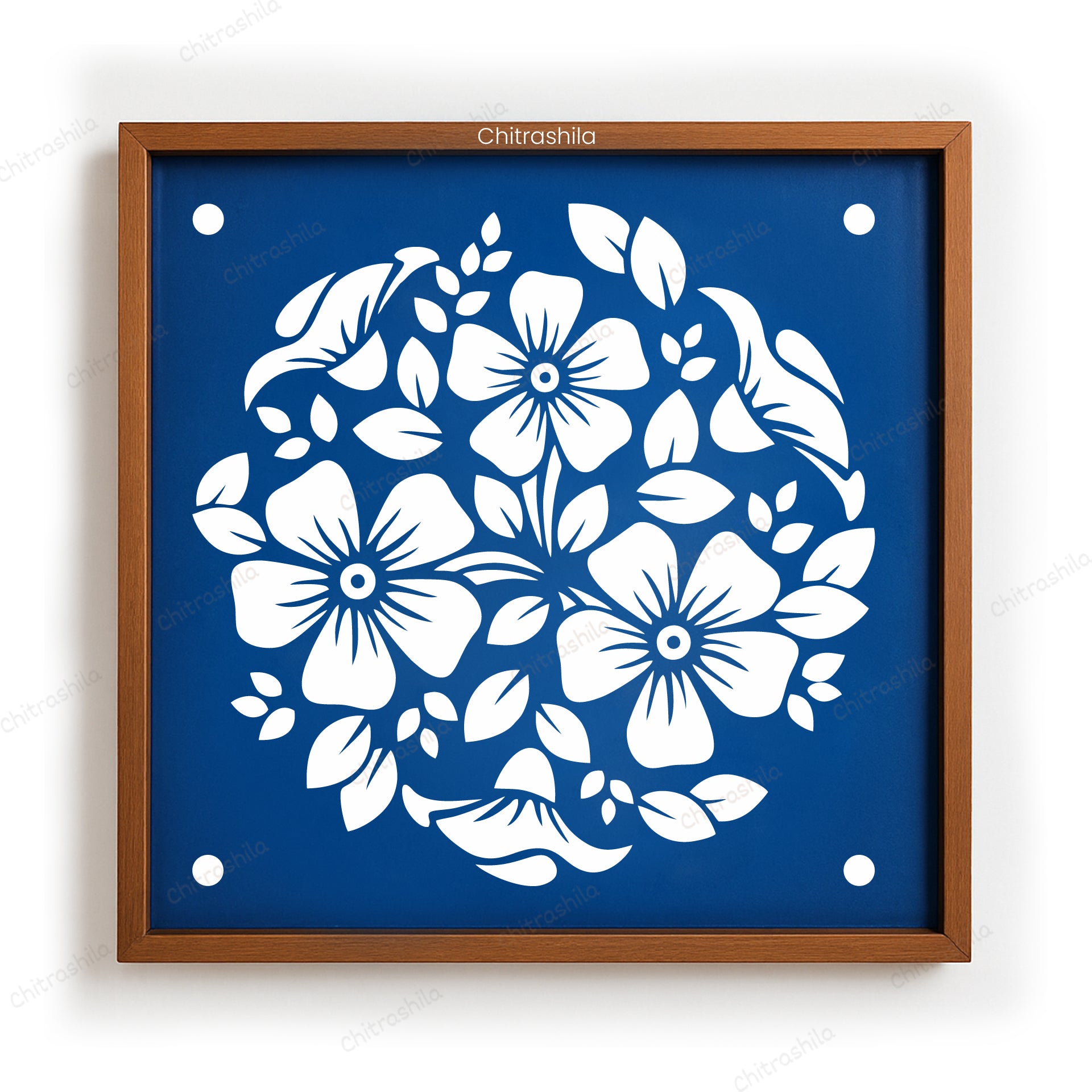 CHITRASHILA® Floral Garden Wooden Rangoli Stencil | Reusable Rangoli Stencil 10×10 Inch (WS-51)