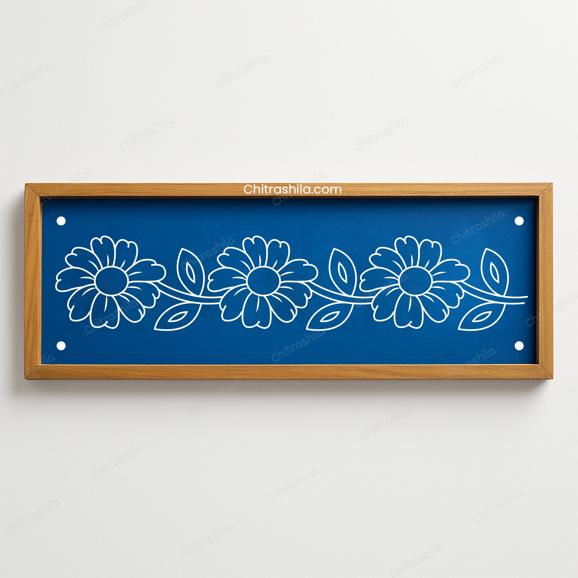 CHITRASHILA® Oversized Floral Bloom Border Wooden Rangoli Stencil 17x5 inches (WB-19)