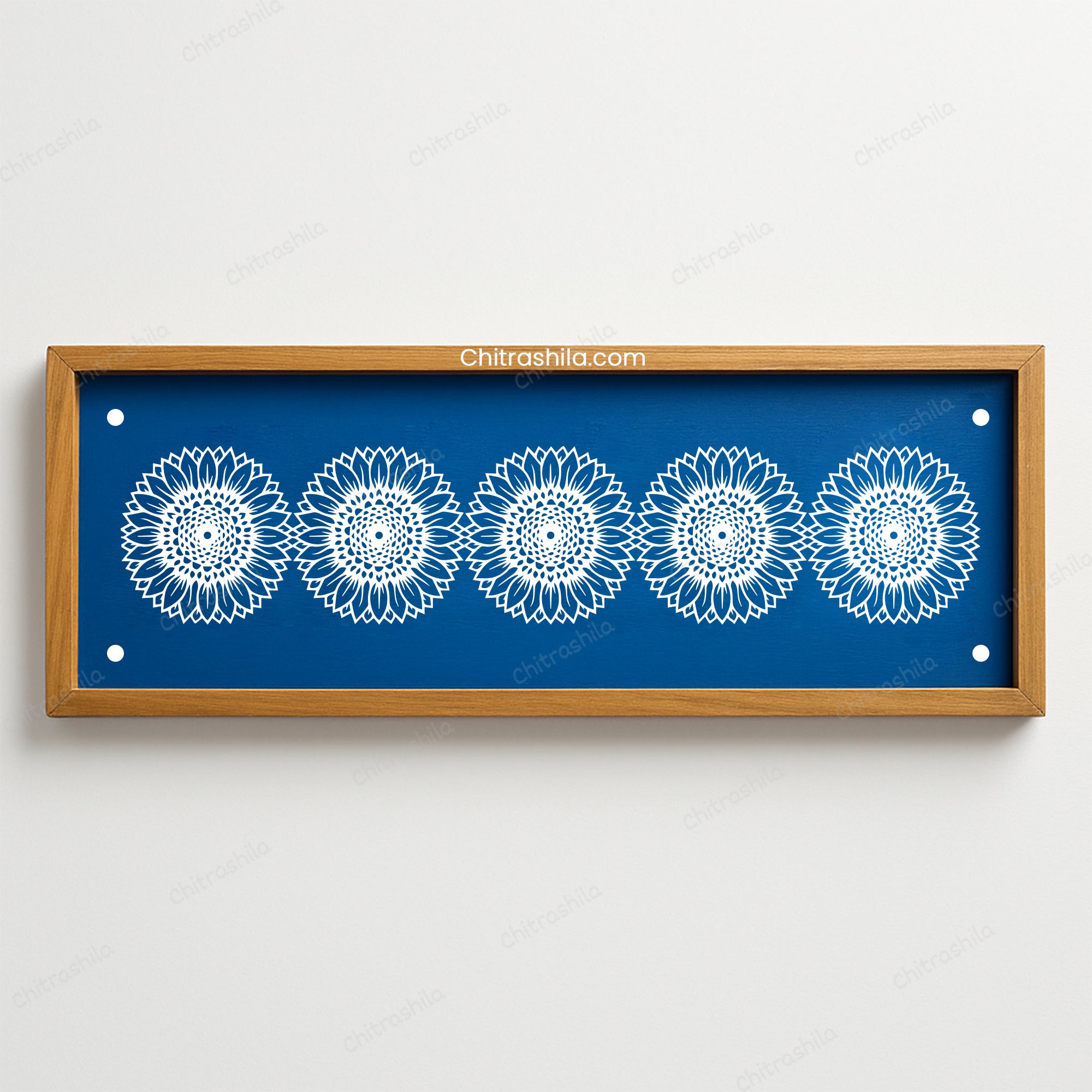 CHITRASHILA® Sunflower Motif Border Wooden Rangoli Stencil 17x5 Inches (WB‑36)