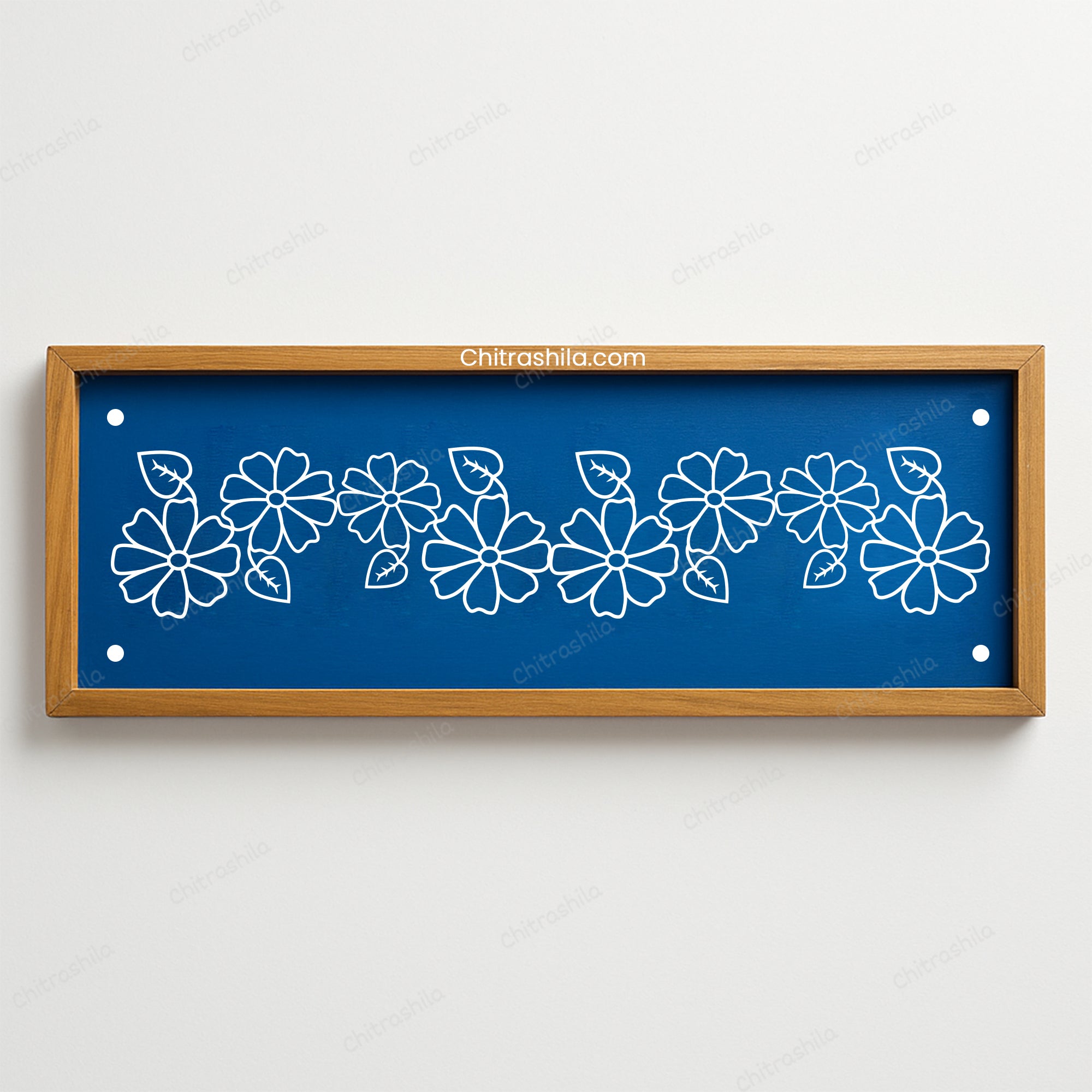 CHITRASHILA® Big and Medium Blossom Flower Border Wooden Rangoli Stencil 17x5 inches (WB-16)