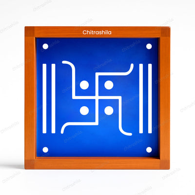 CHITRASHILA® Swastik with Dvidaṇḍa Design Rangoli Stencil – 5x5 Inches (WA-28)