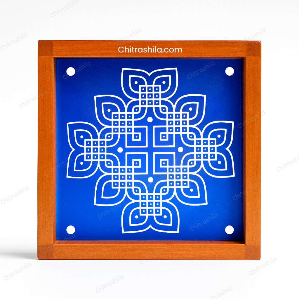 CHITRASHILA® Padi Kolam Wooden Rangoli Stencils 10X10 inches - S08