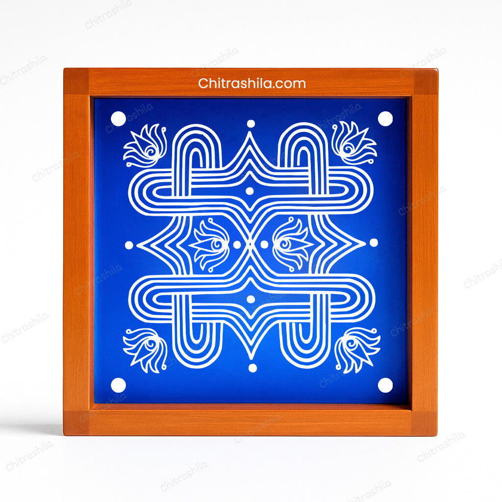 CHITRASHILA® Padi Kolam Wooden Rangoli Stencils 10X10 inches - S07