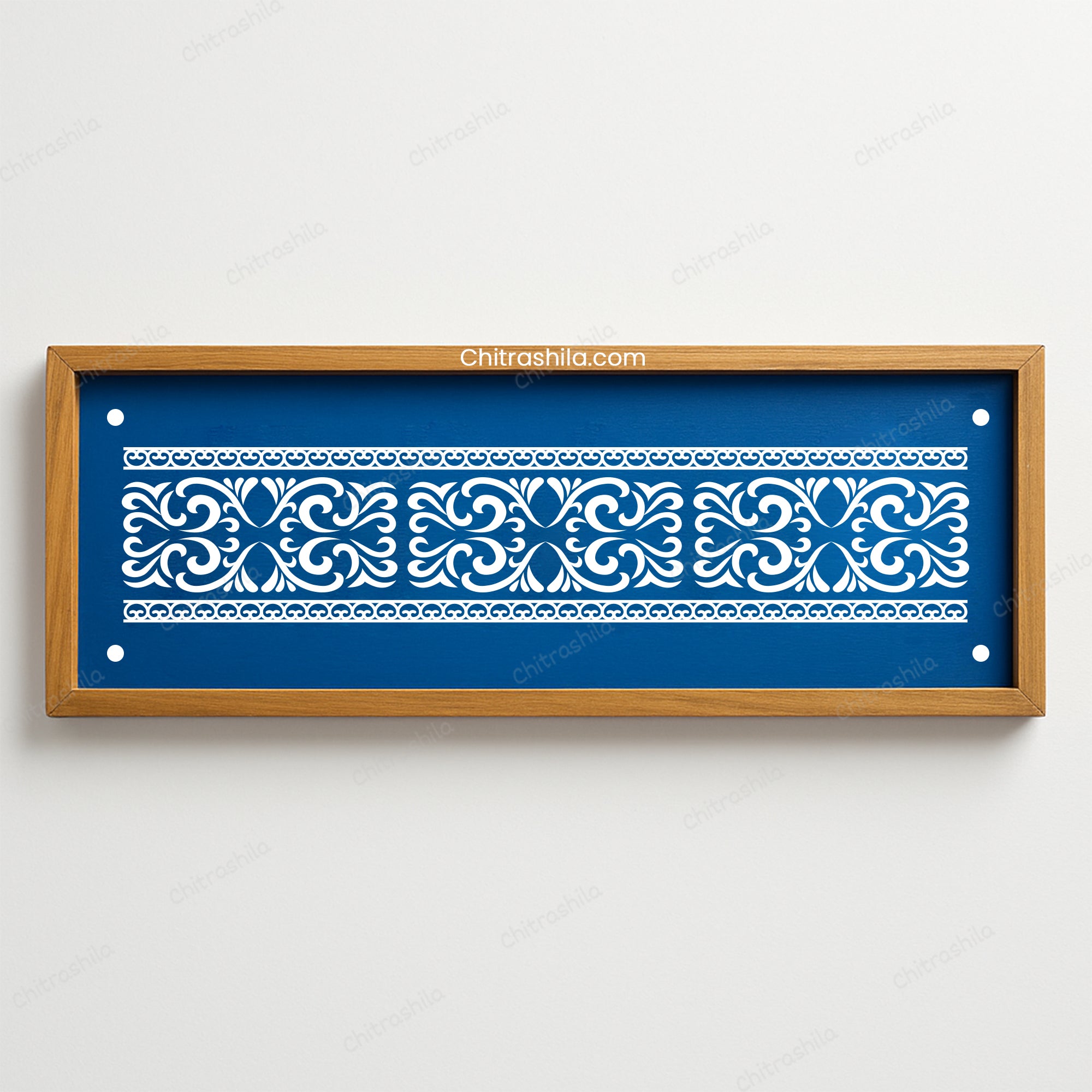 CHITRASHILA® Detailed Traditional Strip Border Wooden Rangoli Stencil 17x5 Inches (WB‑31)