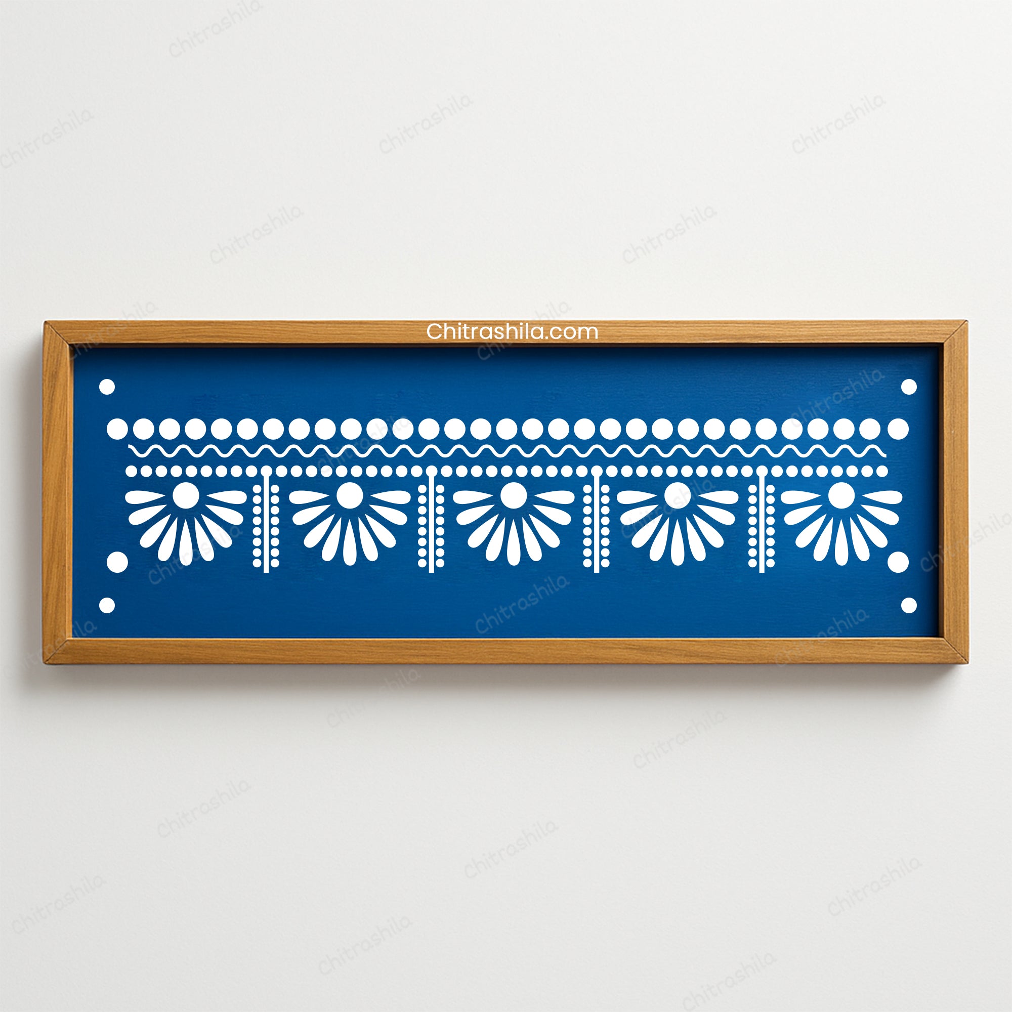 CHITRASHILA® Half Flower Bandhanwar Border Wooden Rangoli Stencil 17x5 Inches (WB‑34)