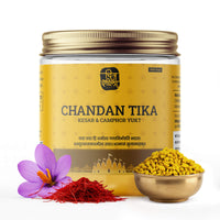 CHITRASHILA® 100% Pure Yellow Chandan Tika with Kesar & Camphor for Daily Use - 100 gms.