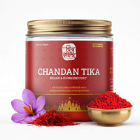 CHITRASHILA® 100% Pure Red Chandan Tika/Tilak for Puja Kesar with Kumkum & Camphor for Daily Use - 100 gms.