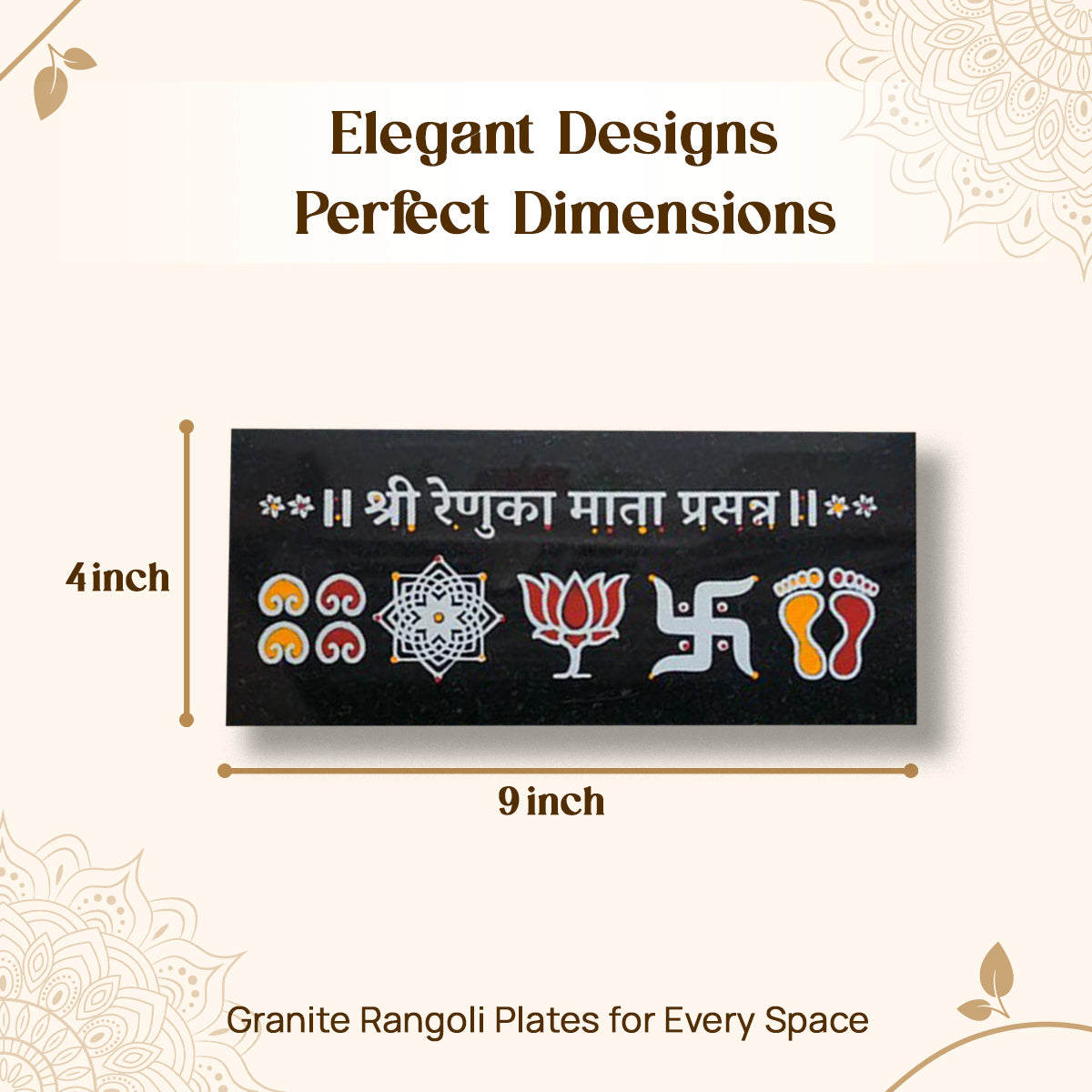 CHITRASHILA® Shree Renukamata Prasanna Granite Printed Rangoli (9*4 inches)