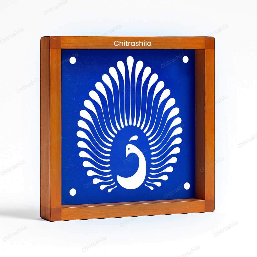 CHITRASHILA® Simple Peacock Motif Rangoli Stencil – 5x5 Inches (WA‑35)