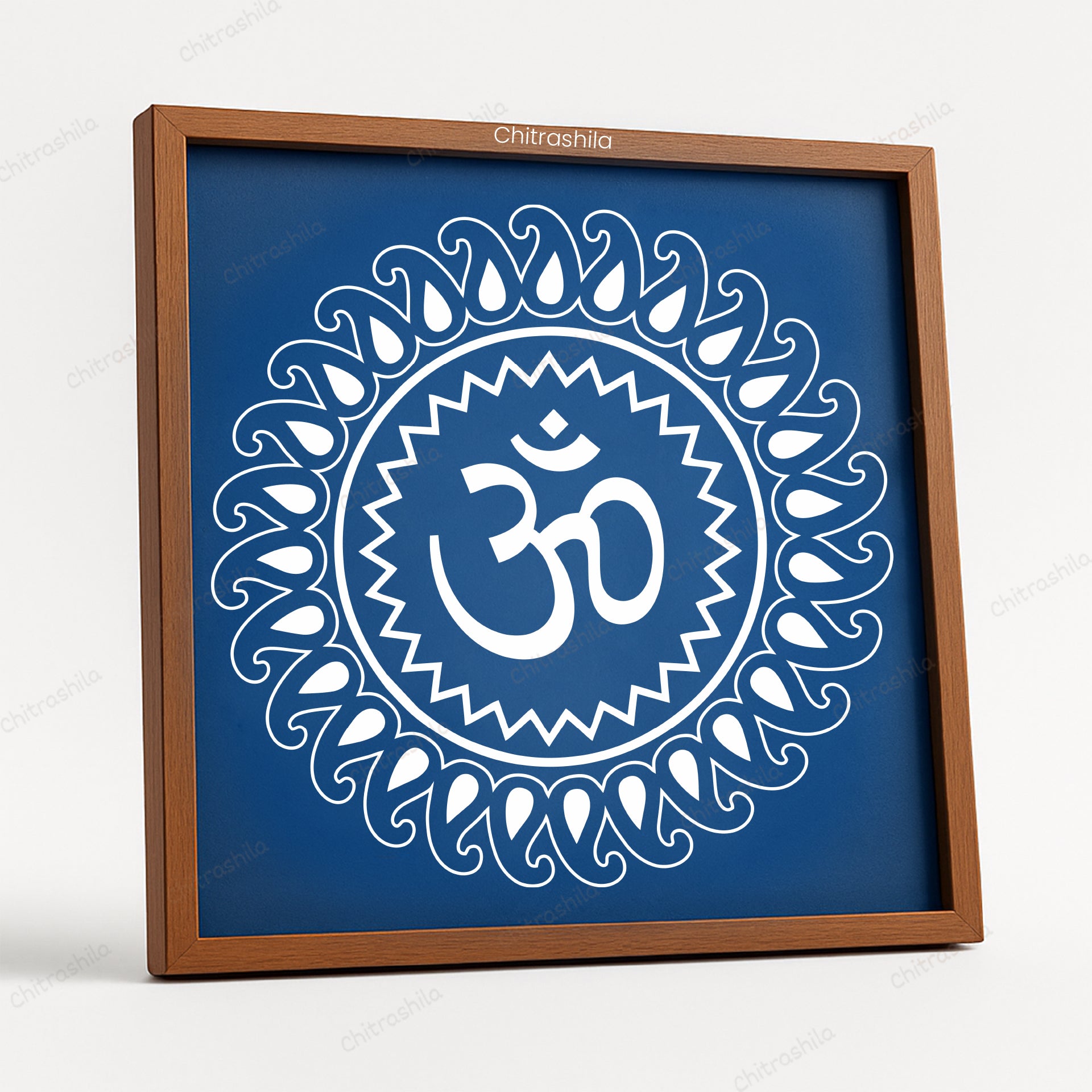 CHITRASHILA® Om Jyoti Wooden Rangoli Stencil | Reusable Rangoli Stencil 10×10 Inch (WS-44)