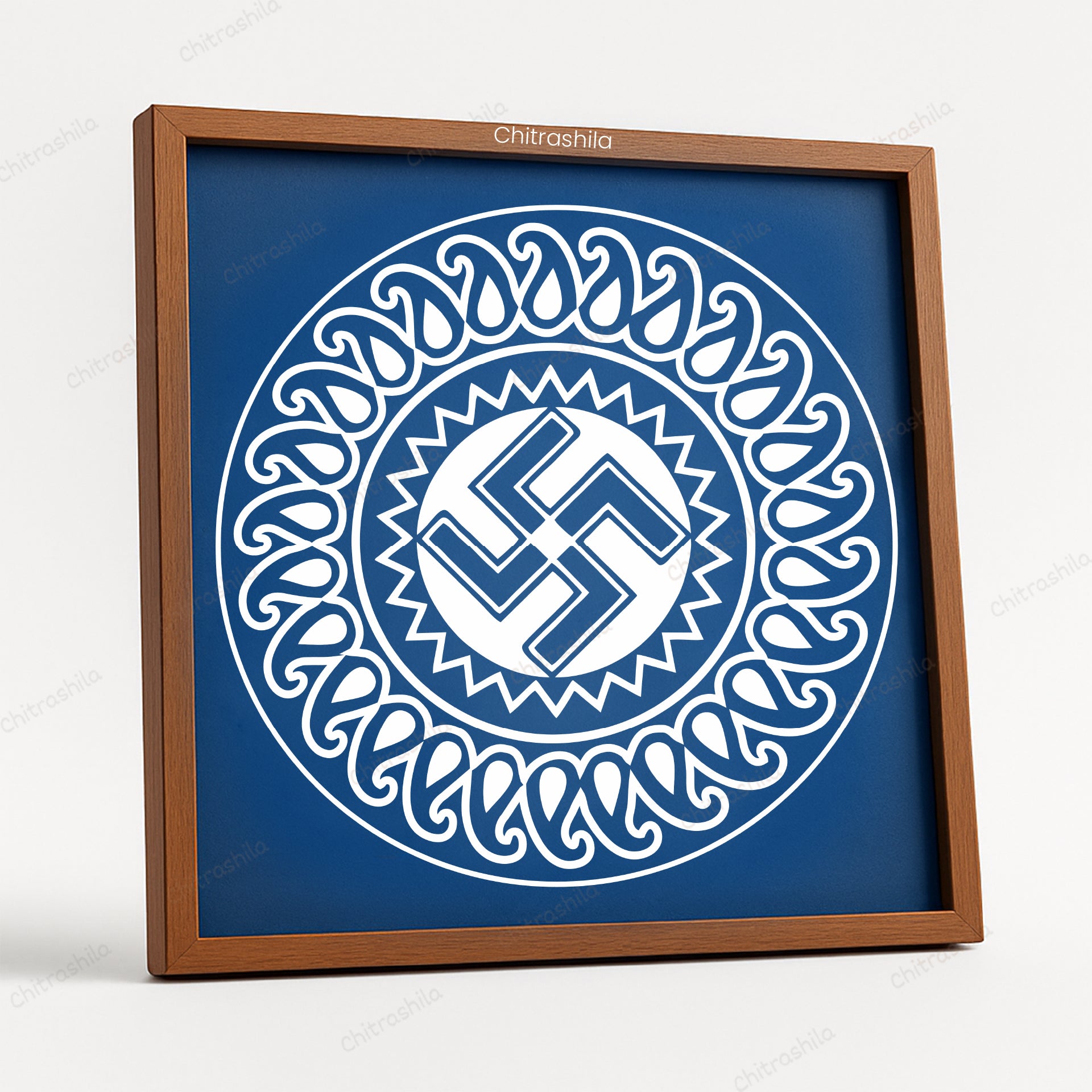 CHITRASHILA® Mangala Swastik Wooden Rangoli Stencil | Reusable Rangoli Stencil 10×10 Inch (WS-43)
