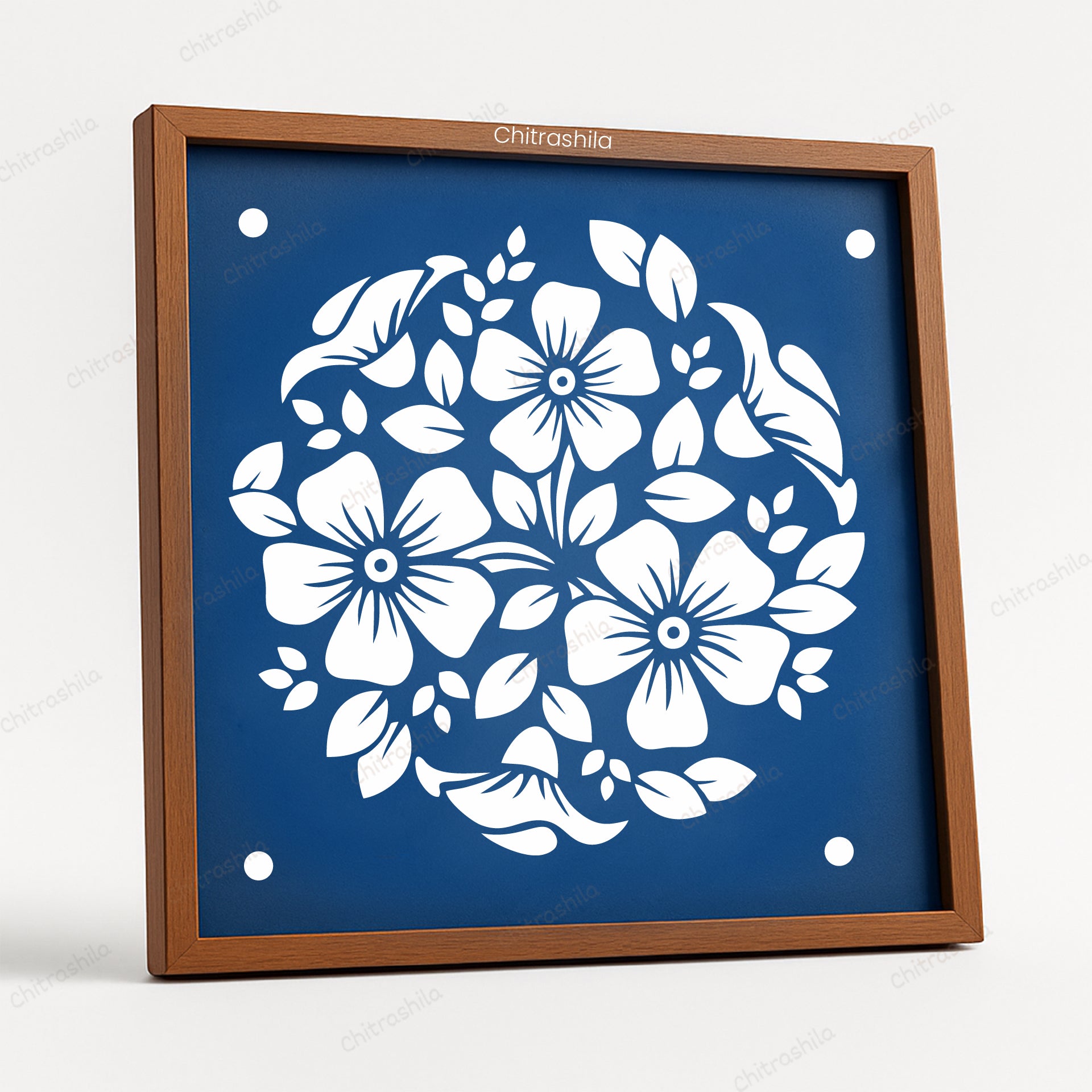 CHITRASHILA® Floral Garden Wooden Rangoli Stencil | Reusable Rangoli Stencil 10×10 Inch (WS-51)