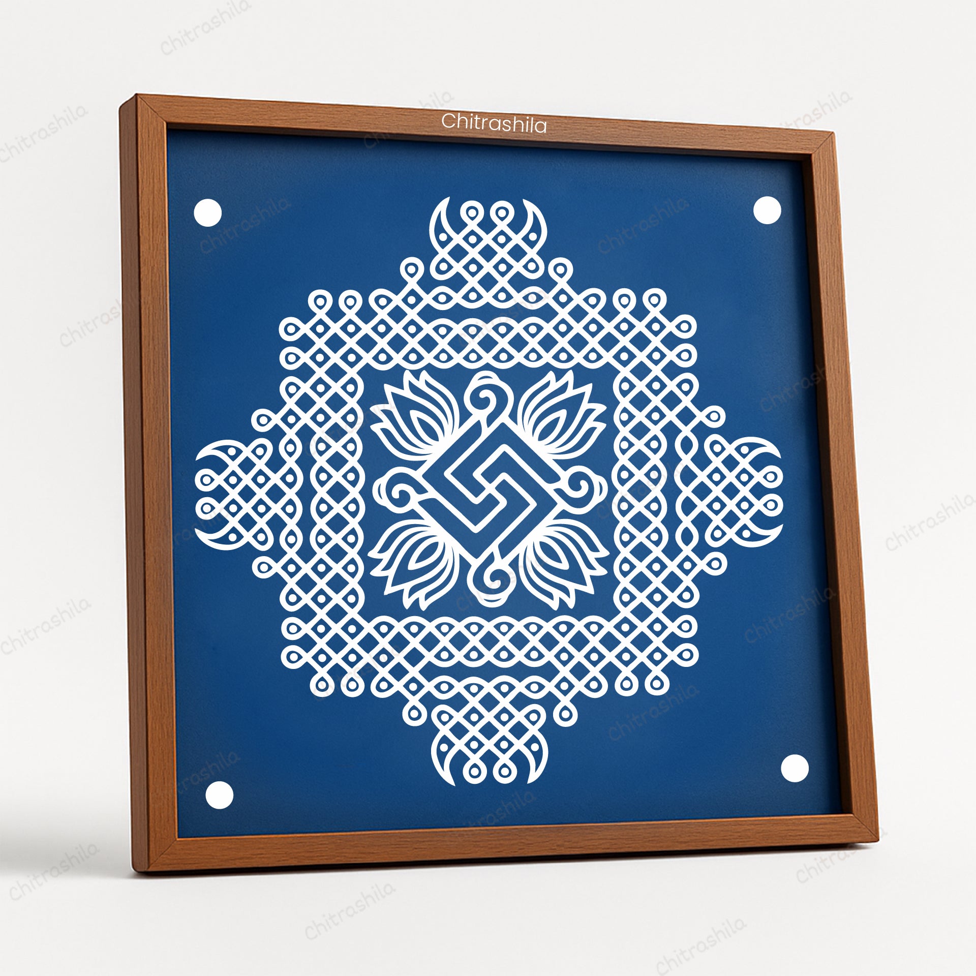 CHITRASHILA® Sacred Kolam Wooden Rangoli Stencil | Reusable Rangoli Stencil 10×10 Inch (WS-55)