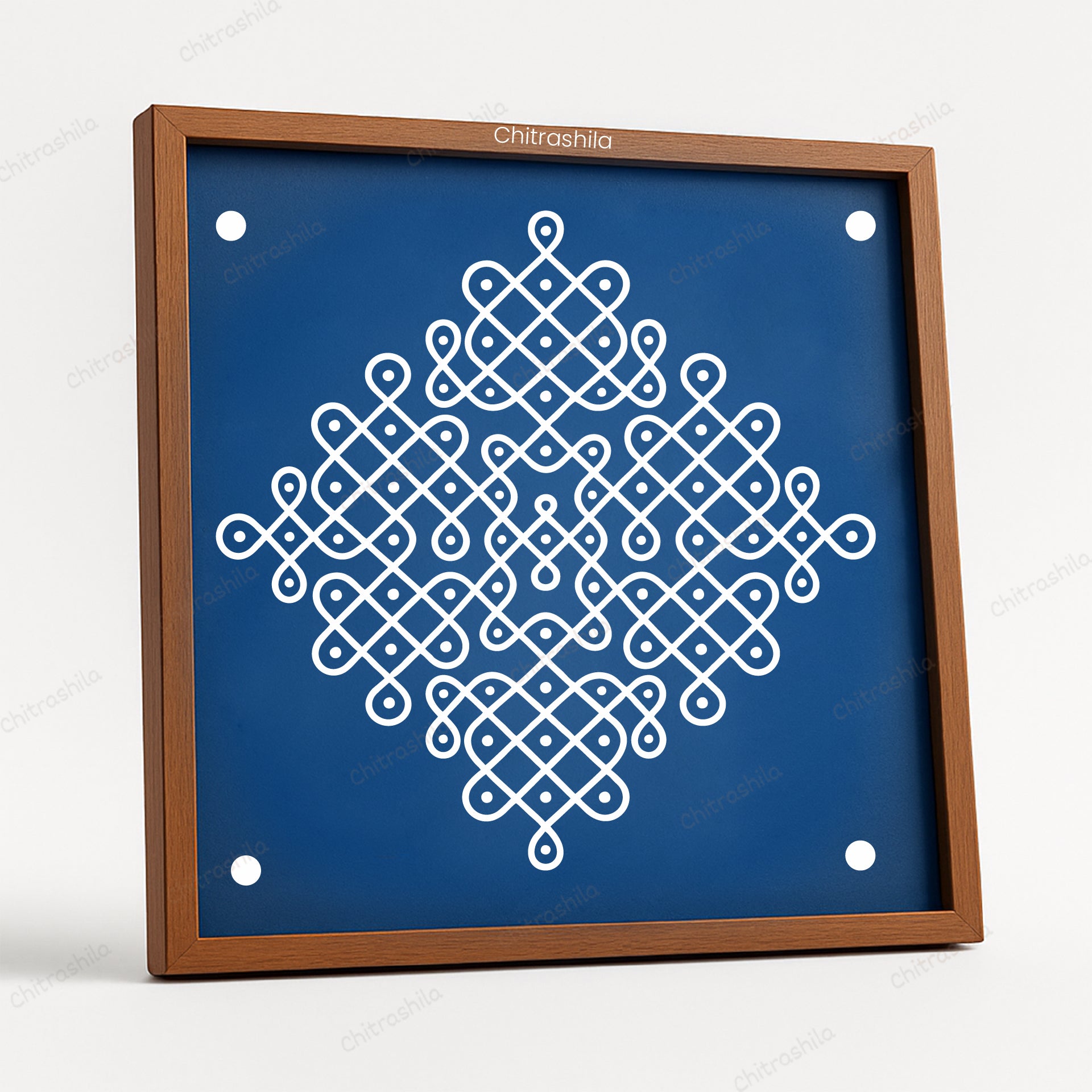 CHITRASHILA® Chatur Kolam Wooden Kolam Stencil | Reusable Rangoli Stencil 10×10 Inch (WS-59)