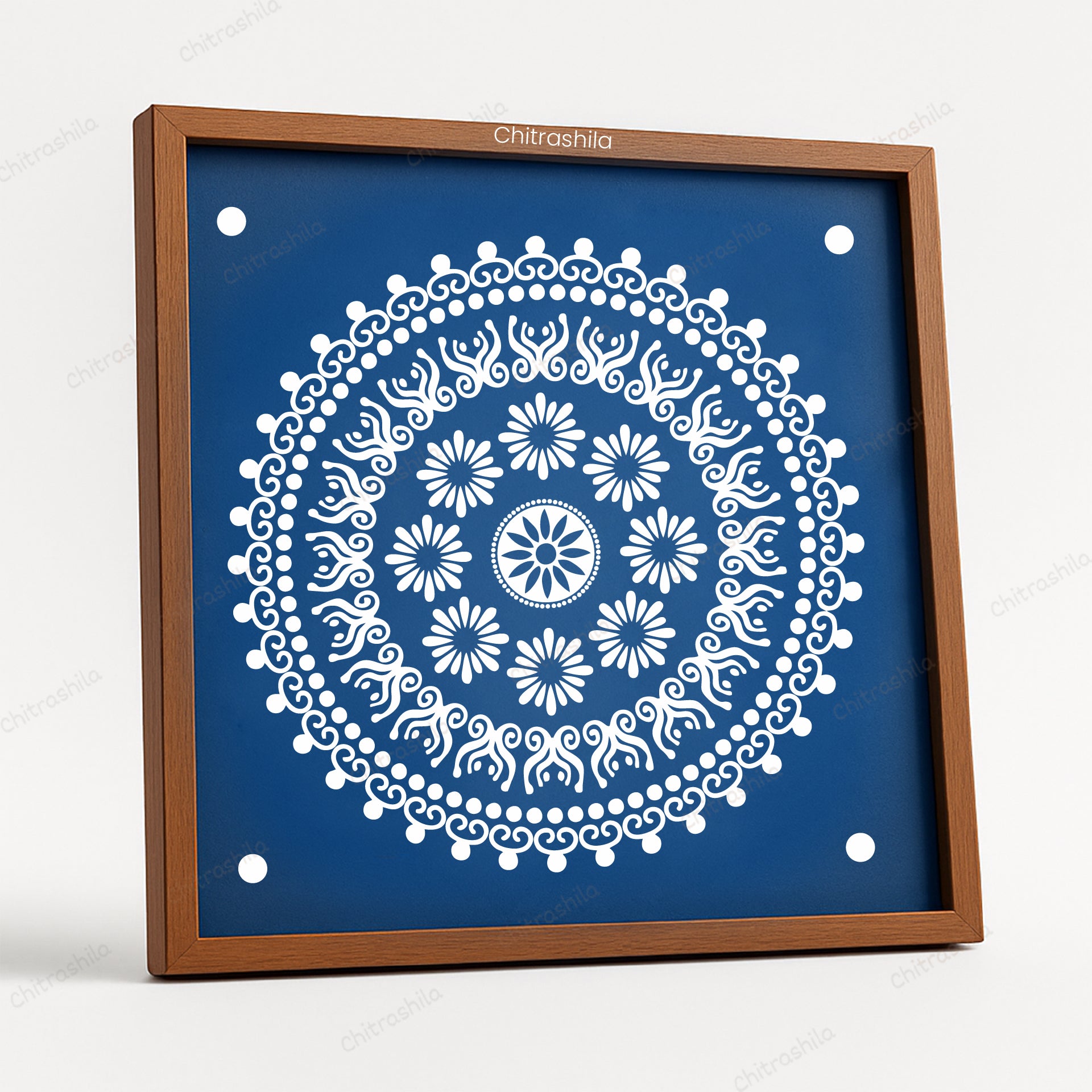 CHITRASHILA® Divine Mandala Wooden Rangoli Stencil | Reusable Rangoli Stencil 10×10 Inch (WS-48)