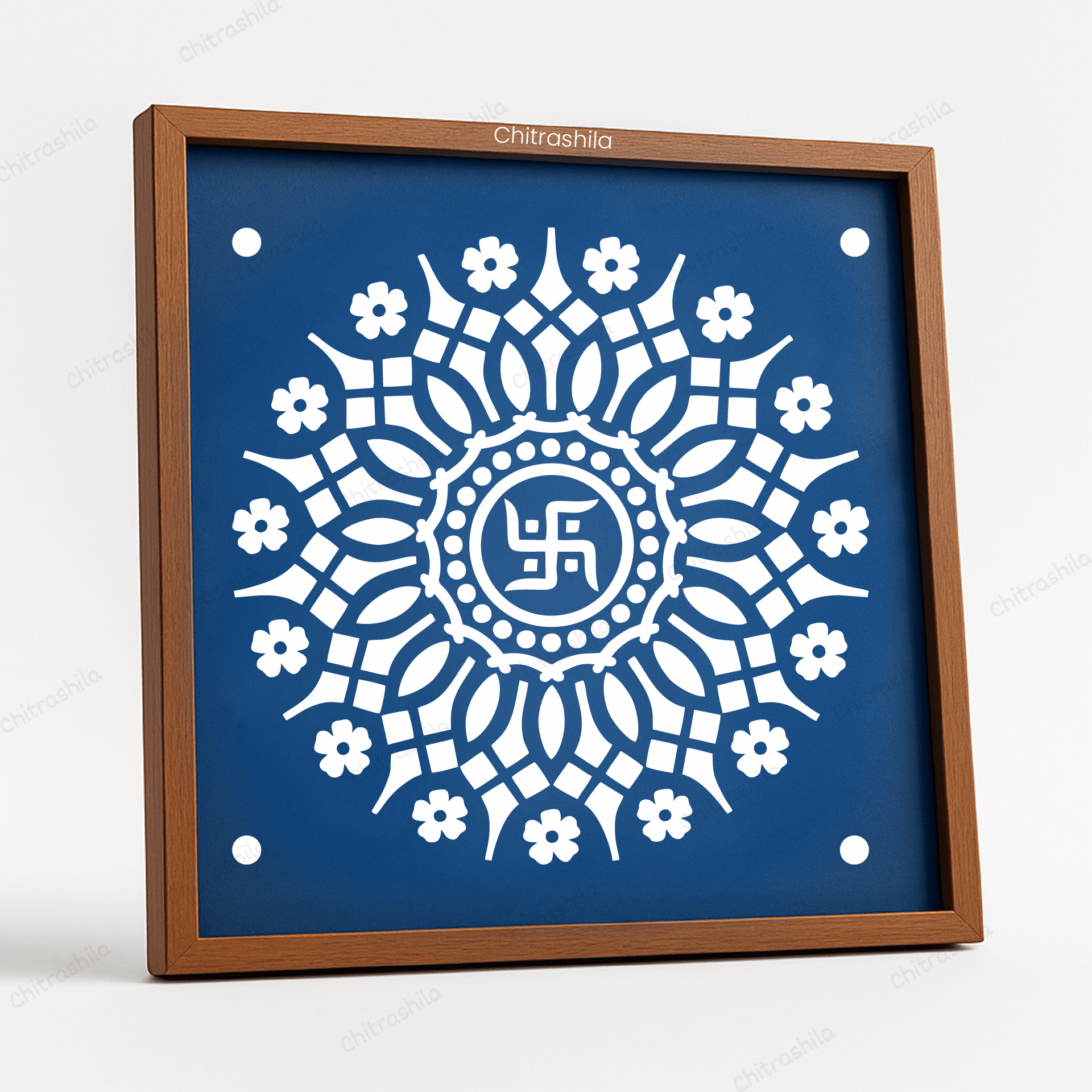 CHITRASHILA® Shubh Swastik Wooden Rangoli Stencil | Reusable Rangoli Stencil 10×10 Inch (WS-41)