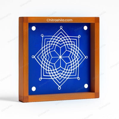 CHITRASHILA® Lakshmi Hrudaya Kamal Kolam Wooden Rangoli Stencil 5x5 Inches (WA-16)