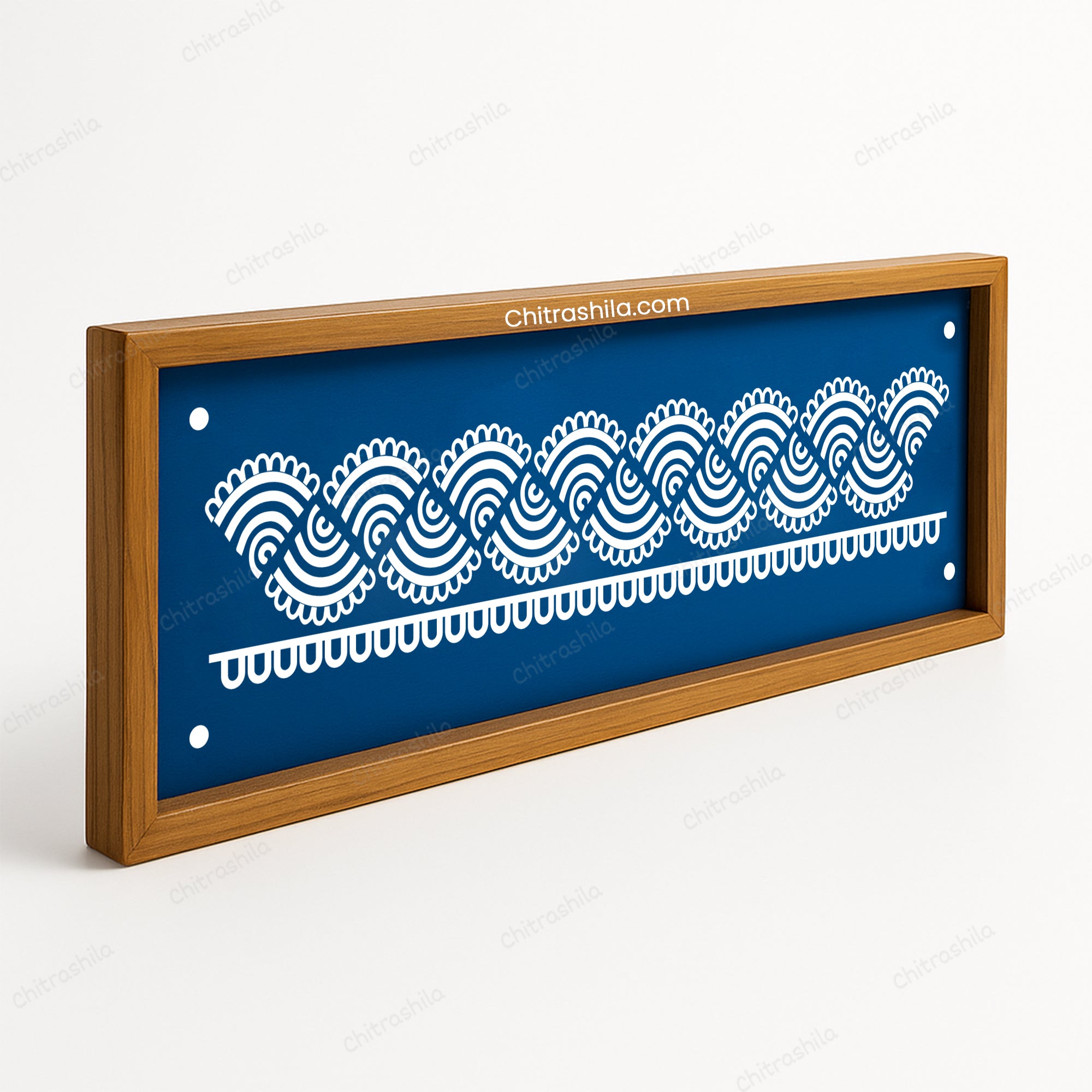 CHITRASHILA® Fine Patterned Border Design Wooden Rangoli Stencil 17x5 Inches (WB‑32)