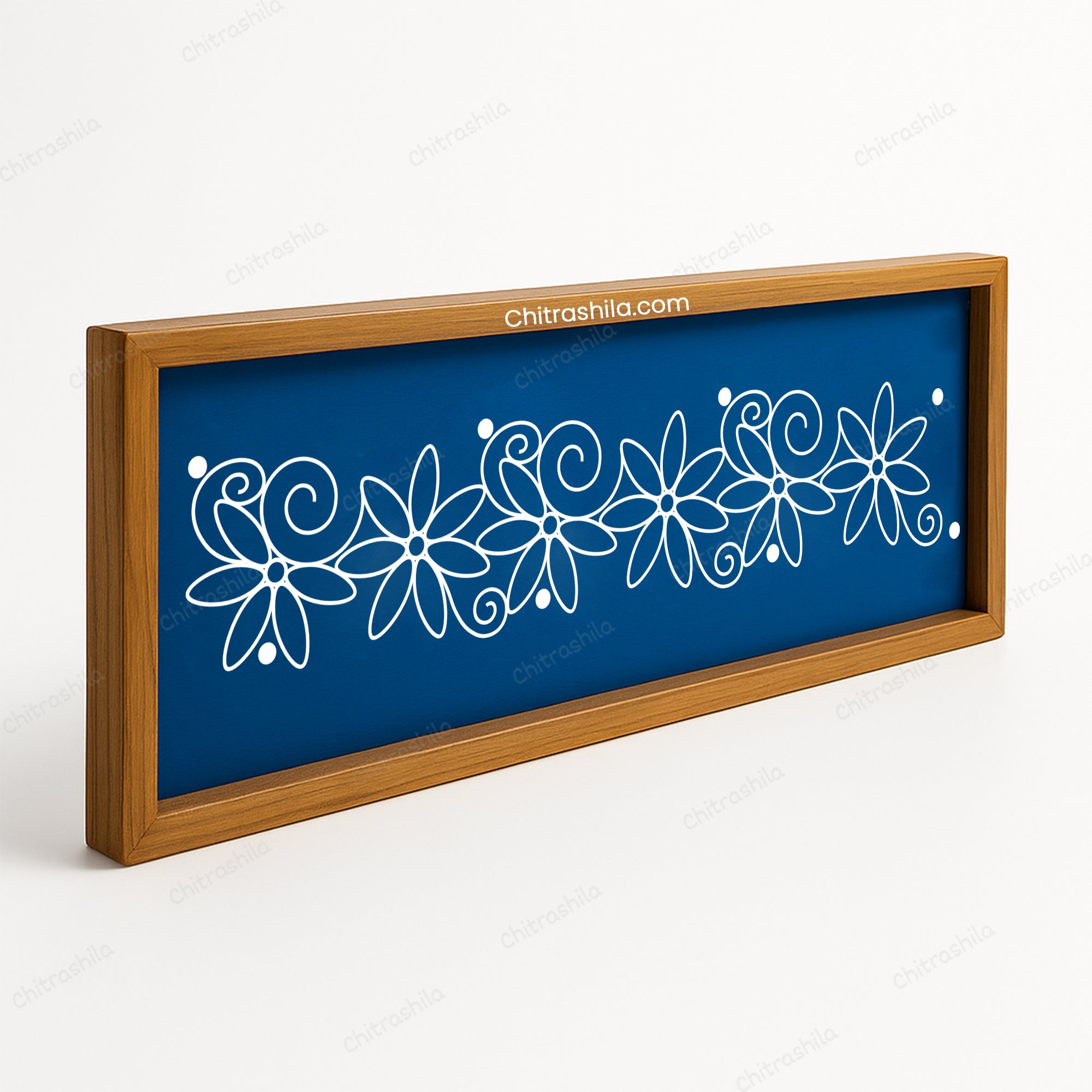 CHITRASHILA® Alternating Full and Half Flower Border Wooden Rangoli Stencil 17x5 inches (WB-15)